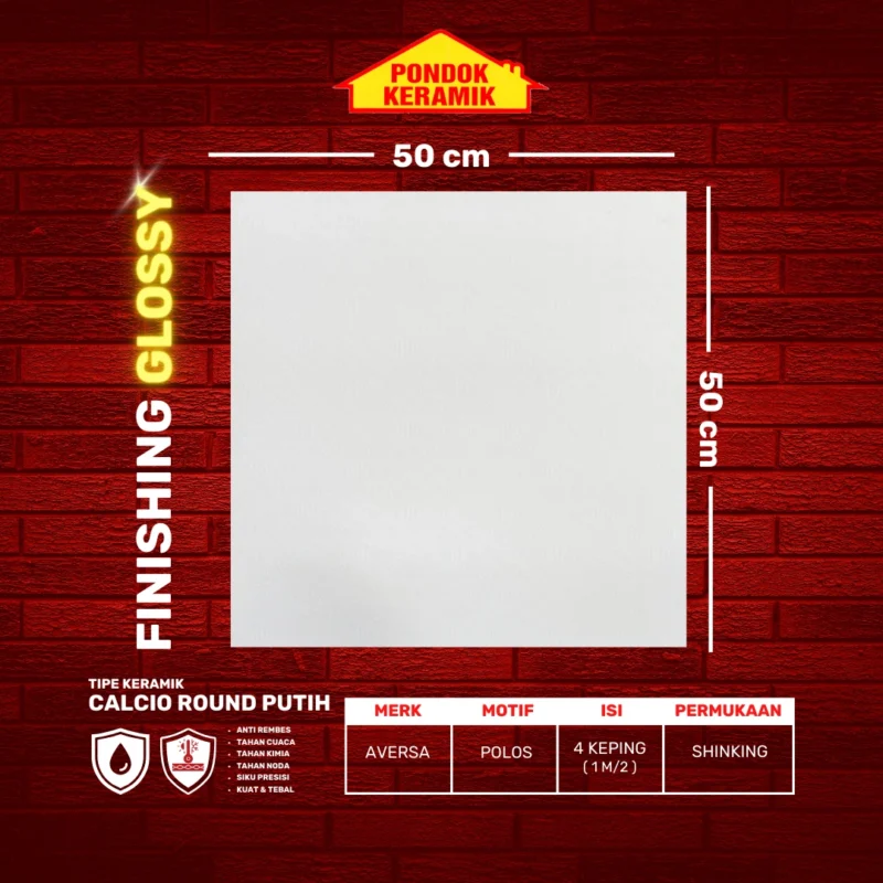 AVERSA 50X50 CALCIO ROUND PUTIH - Gambar 2
