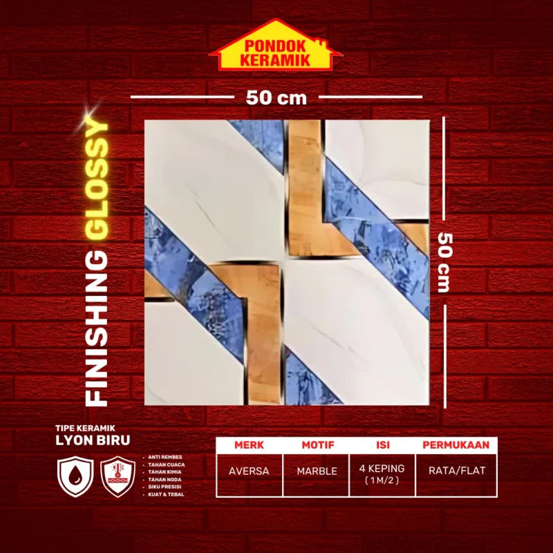 AVERSA 50X50 LYON BIRU - Gambar 2