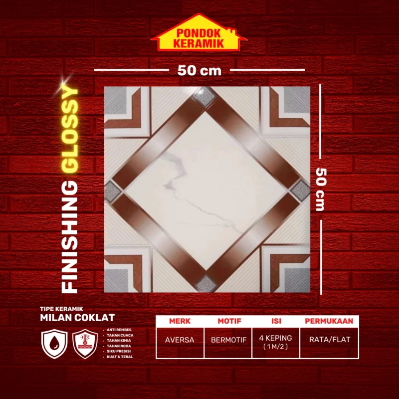 AVERSA 50X50 MILAN COKLAT - Gambar 2