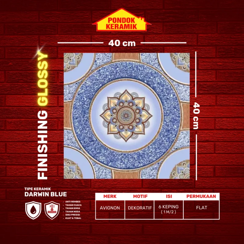 AVIGNON 40X40 DARWIN BLUE - Gambar 2