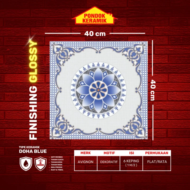 AVIGNON 40X40 DOHA BLUE - Gambar 2