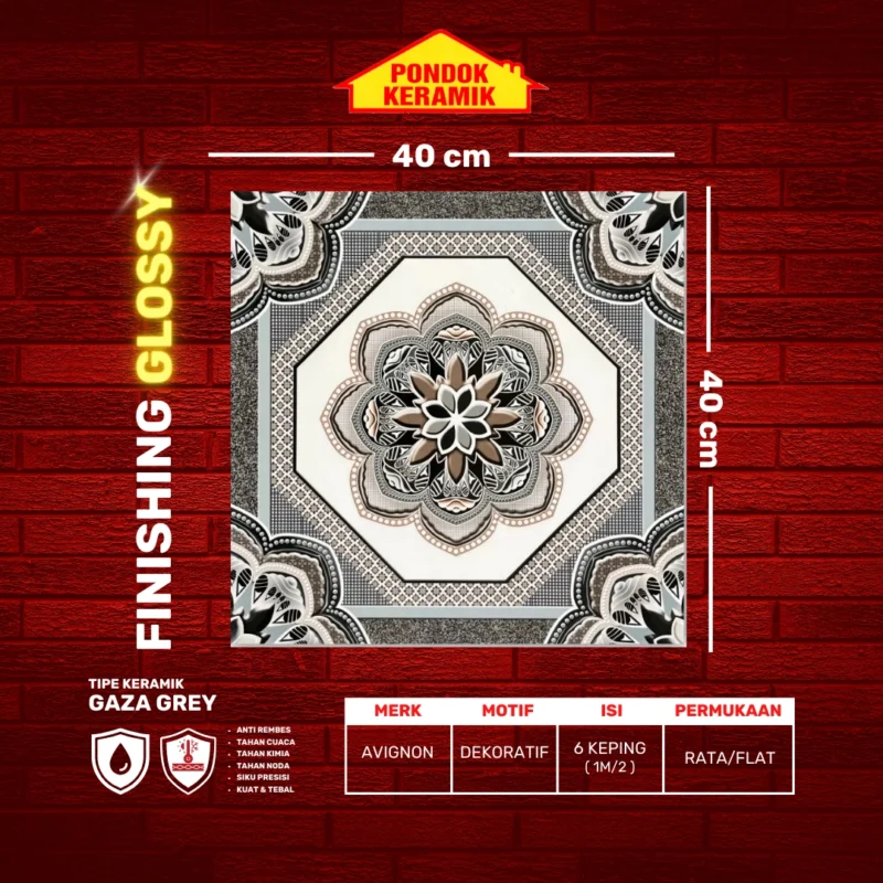 AVIGNON 40X40 GAZA GREY - Gambar 2