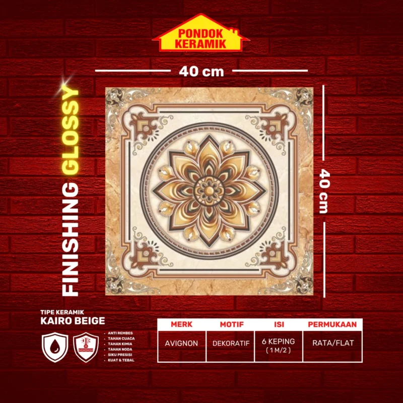 AVIGNON 40X40 KAIRO BEIGE - Gambar 2
