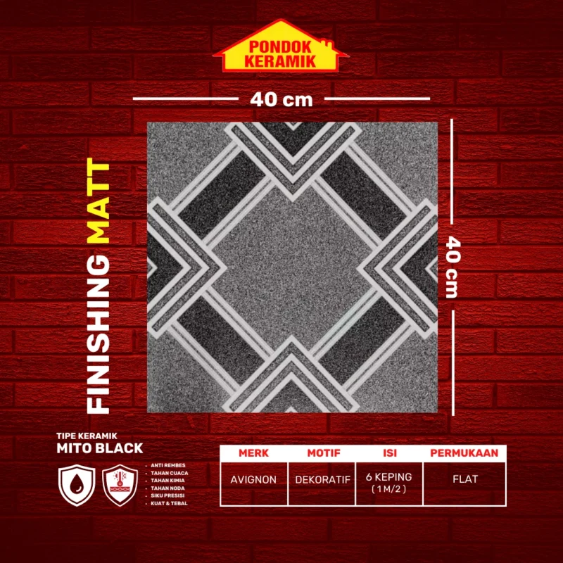 AVIGNON 40X40 MITO BLACK - Gambar 2