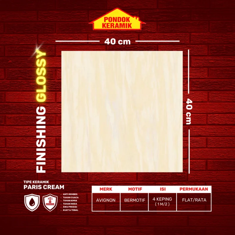 AVIGNON 40X40 PARIS CREAM - Gambar 2