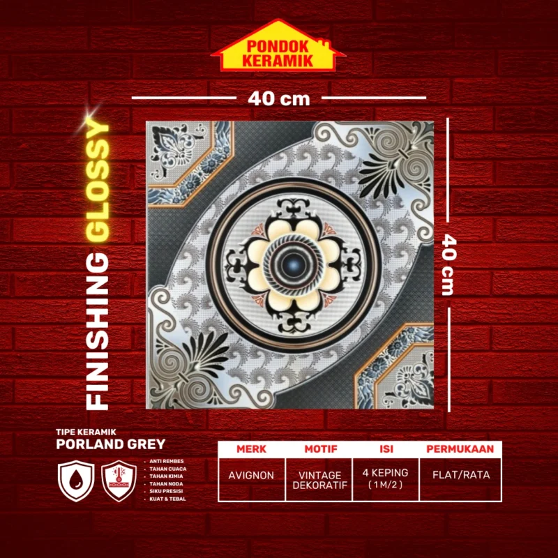 AVIGNON 40X40 PORLAND GREY - Gambar 2