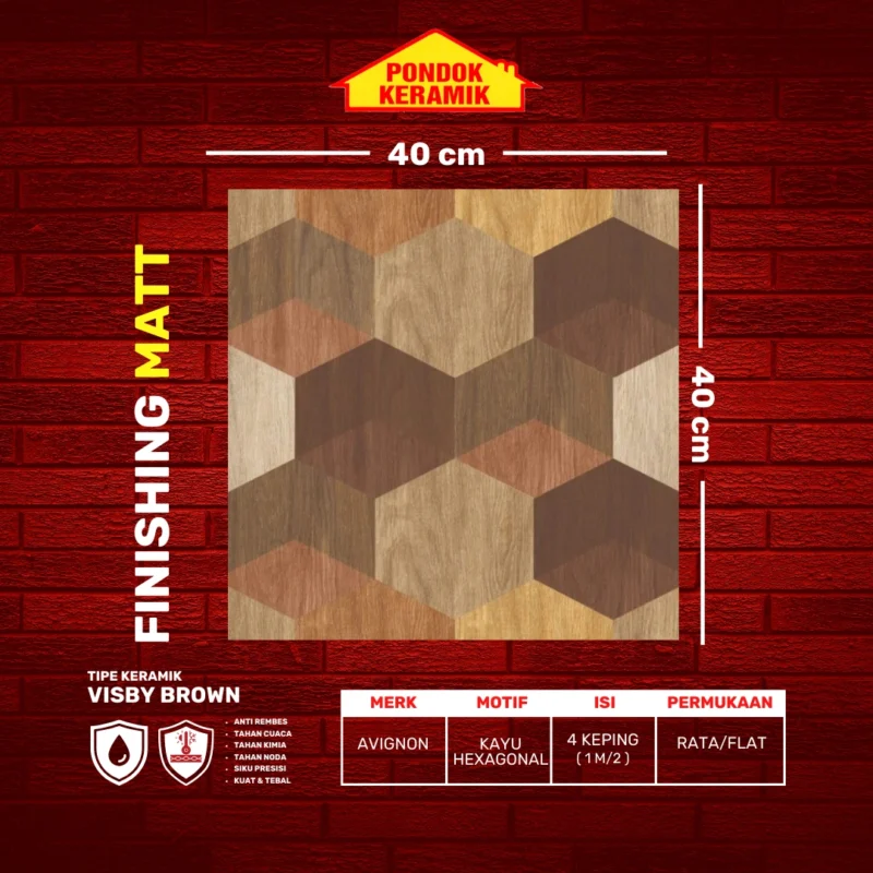 AVIGNON 40X40 VISBI BROWN - Gambar 2