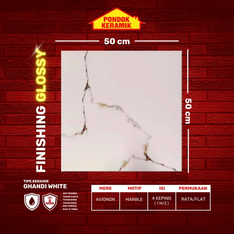 AVIGNON 50X50 GHANDI WHITE - Gambar 2