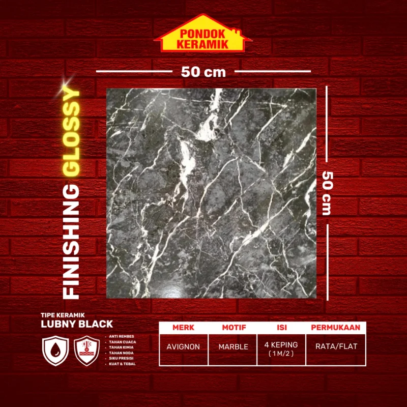 AVIGNON 50X50 LUBNY BLACK - Gambar 2