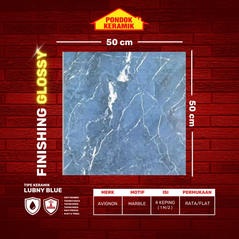 AVIGNON 50X50 LUBNY BLUE - Gambar 2