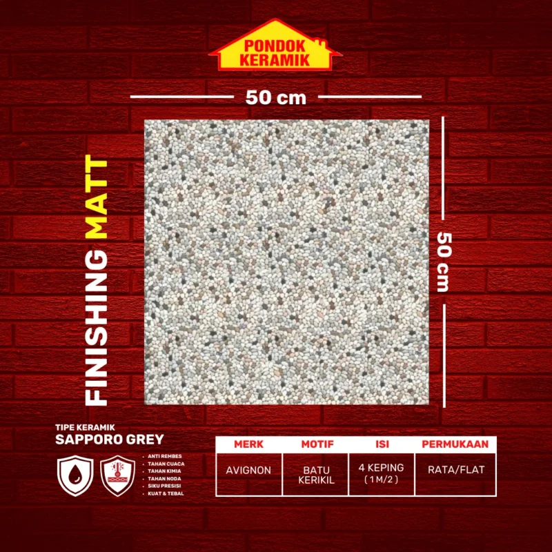 AVIGNON 50X50 SAPORO GREY - Gambar 2