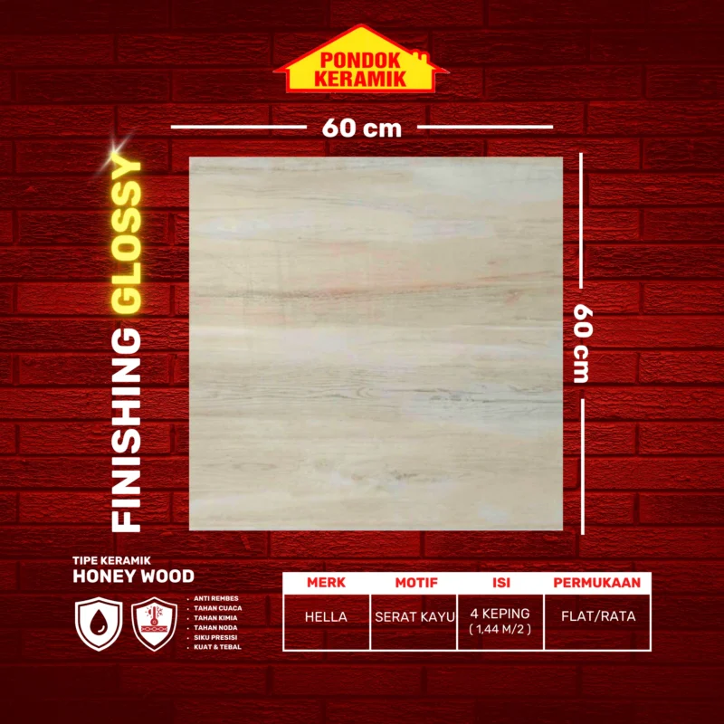 HELLA 60X60 HONEY WOOD I - Gambar 2