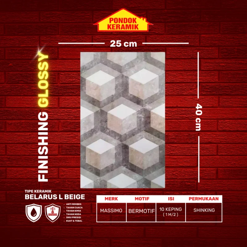 MASSIMO 25X40 BELARUS L BEIGE - Gambar 2