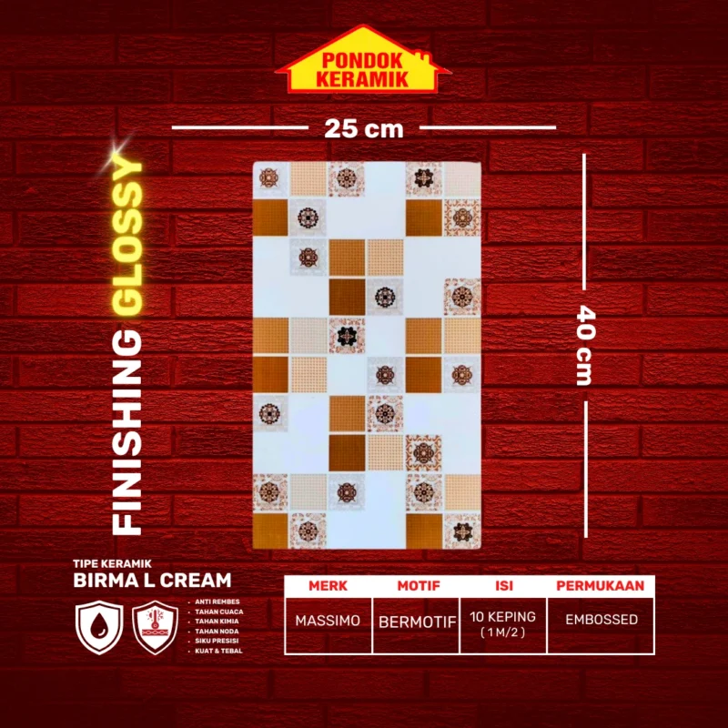 MASSIMO 25X40 BIRMA L CREAM - Gambar 2