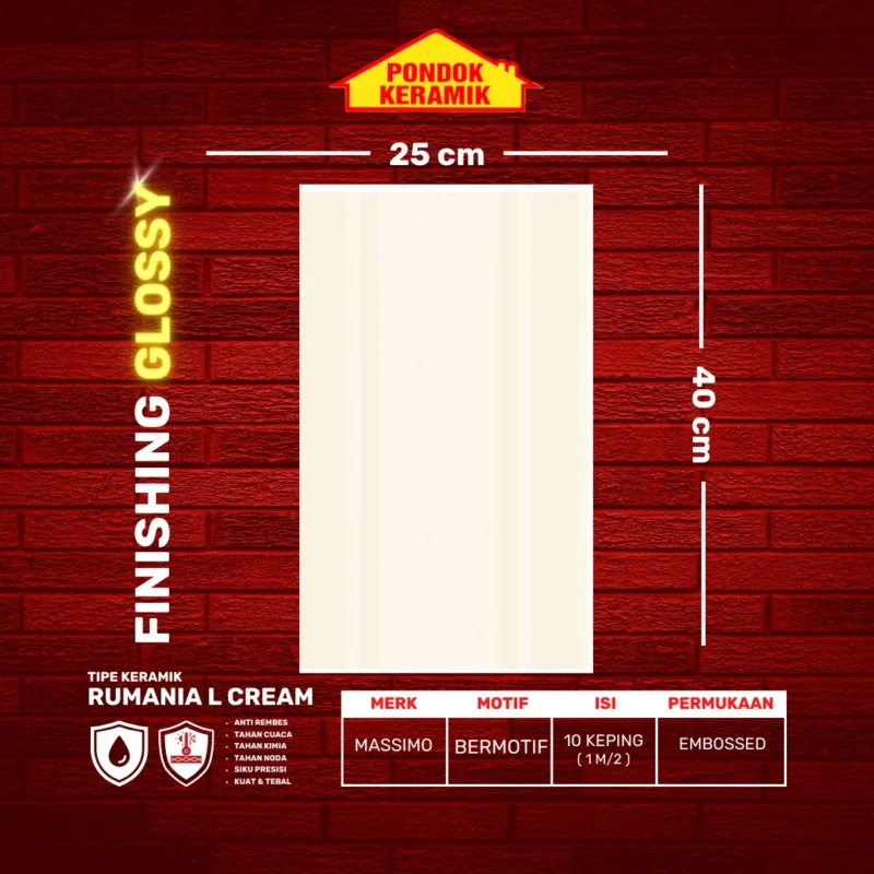MASSIMO 25X40 RUMANIA L CREAM - Gambar 2