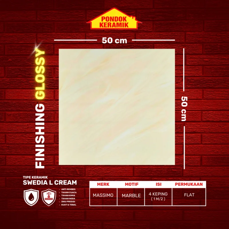 MASSIMO 50X50 SWEDIA L CREAM - Gambar 2