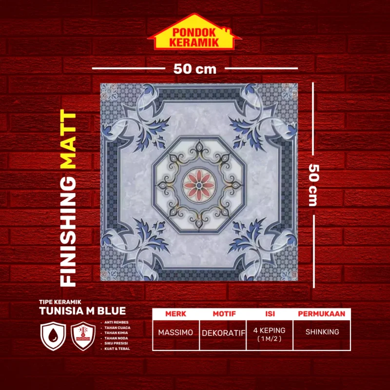 MASSIMO 50X50 TUNISIA M BLUE - Gambar 2