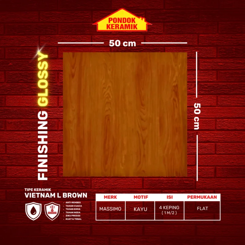 MASSIMO 50X50 VIETNAM L BROWN - Gambar 2