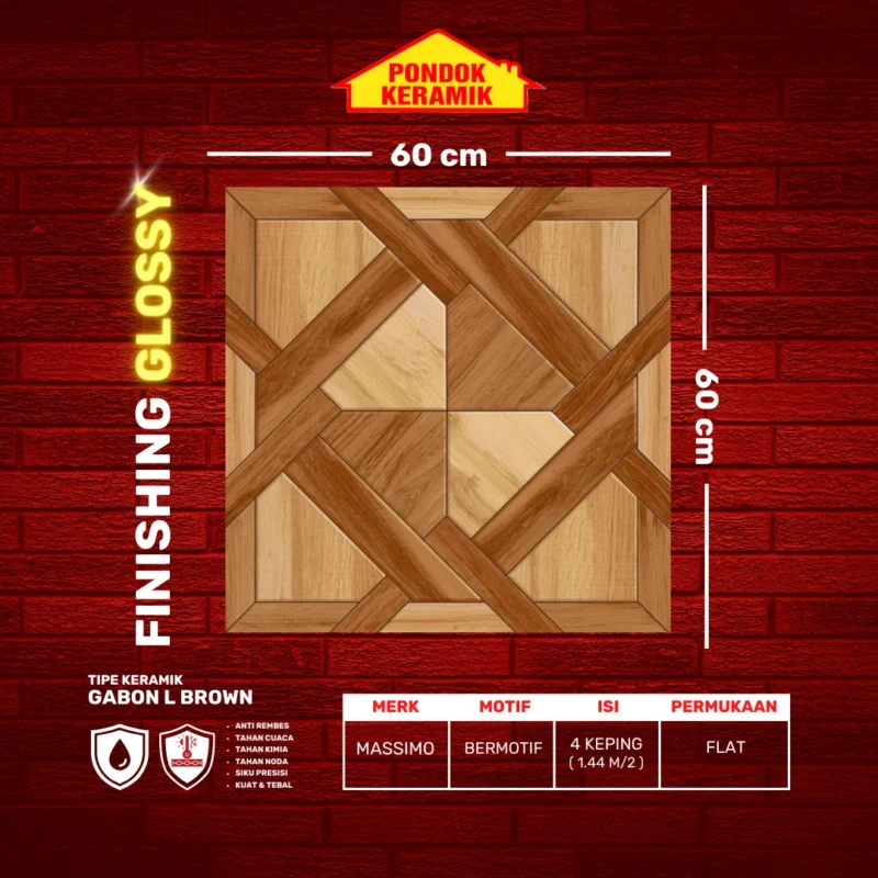 MASSIMO 60X60 GABON L BROWN - Gambar 2