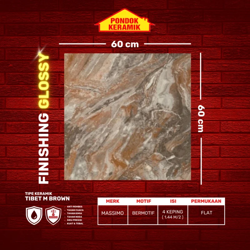 MASSIMO 60X60 TIBET M BROWN - Gambar 2