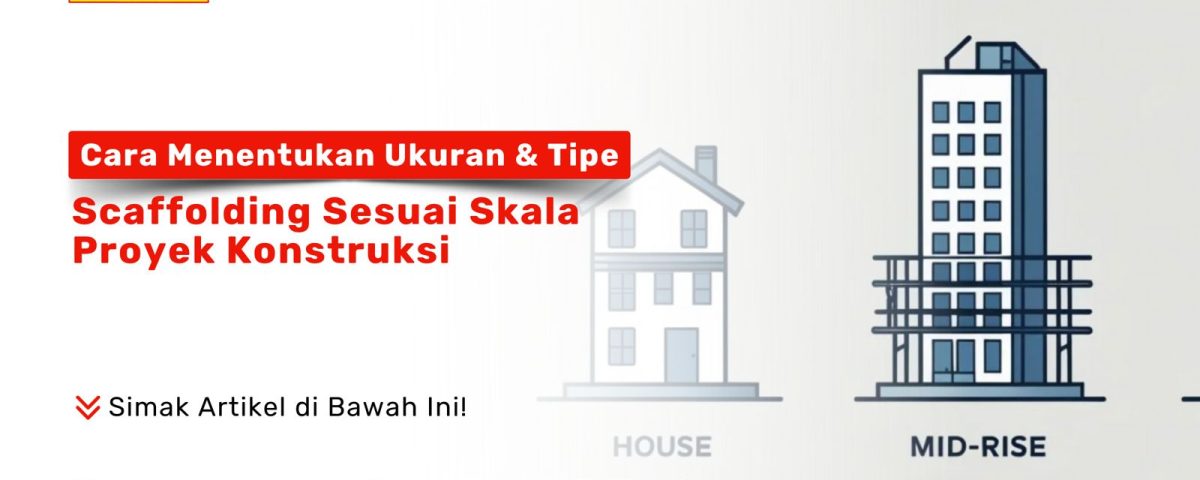 Infografis panduan menentukan ukuran dan tipe scaffolding sesuai skala proyek