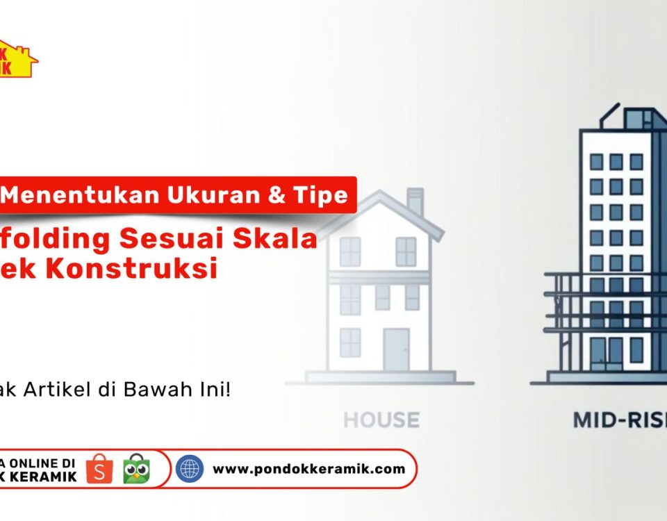 Infografis panduan menentukan ukuran dan tipe scaffolding sesuai skala proyek