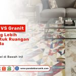 Lantai ruang tamu dengan keramik berwarna dan granit mewah