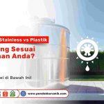Tandon air stainless dan plastik di rumah modern Surabaya