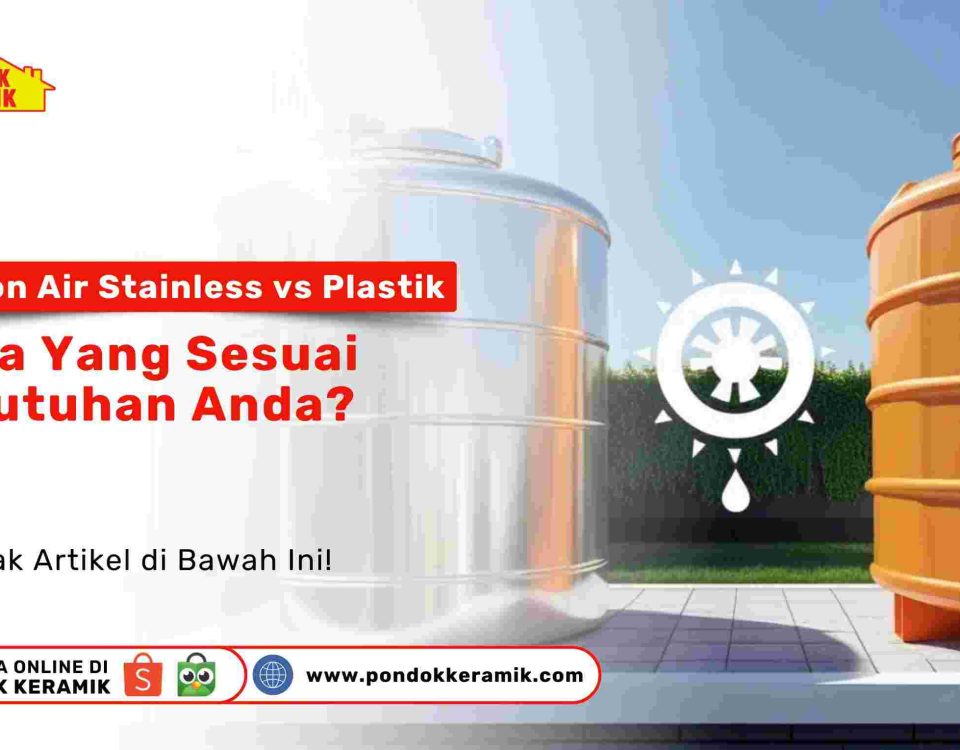 Tandon air stainless dan plastik di rumah modern Surabaya