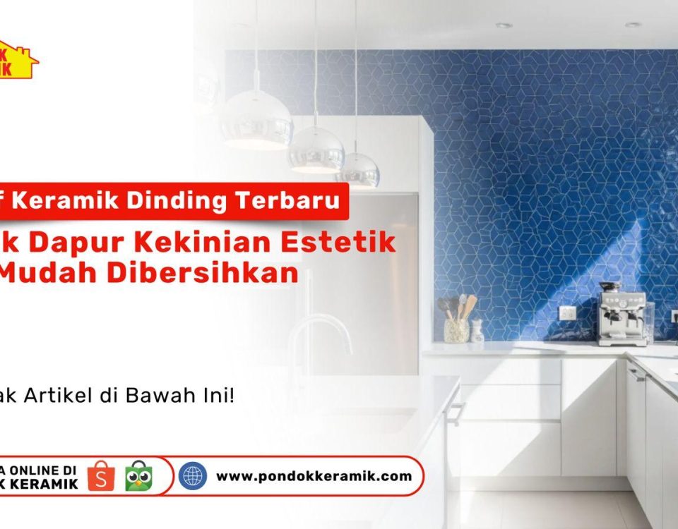 Keramik dinding dapur motif hexagon biru estetik dari Pondok Keramik, cocok untuk desain dapur modern dan mudah dibersihkan.