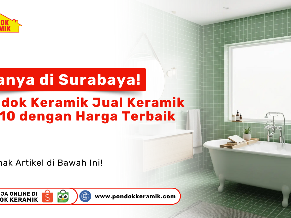 Pondok Keramik Jual Keramik 10x10. Tampilan kamar mandi modern dengan dinding keramik hijau ukuran 10x10 cm dan bathtub putih.