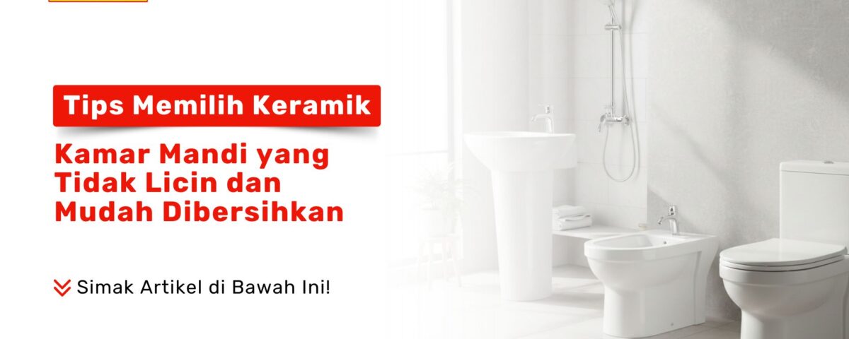 Tampilan interior kamar mandi putih yang bersih sebagai contoh tips memilih keramik kamar mandi yang tidak licin dan mudah dibersihkan