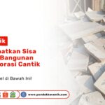Tumpukan sisa potongan keramik bangunan yang belum terolah di lokasi konstruksi sebagai visual ide cantik memanfaatkan sisa keramik bangunan jadi dekorasi cantik