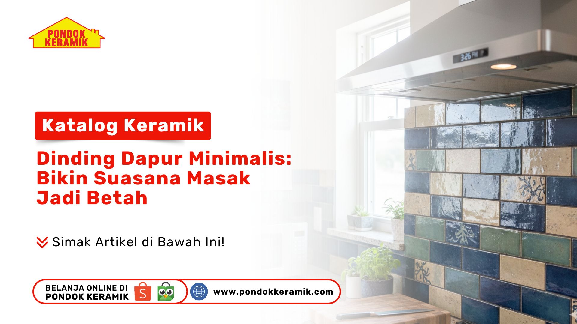 Dinding dapur dengan susunan keramik kotak berwarna biru dan hijau di samping kompor sebagai contoh katalog keramik dinding dapur minimalis: bikin suasana masak jadi betah