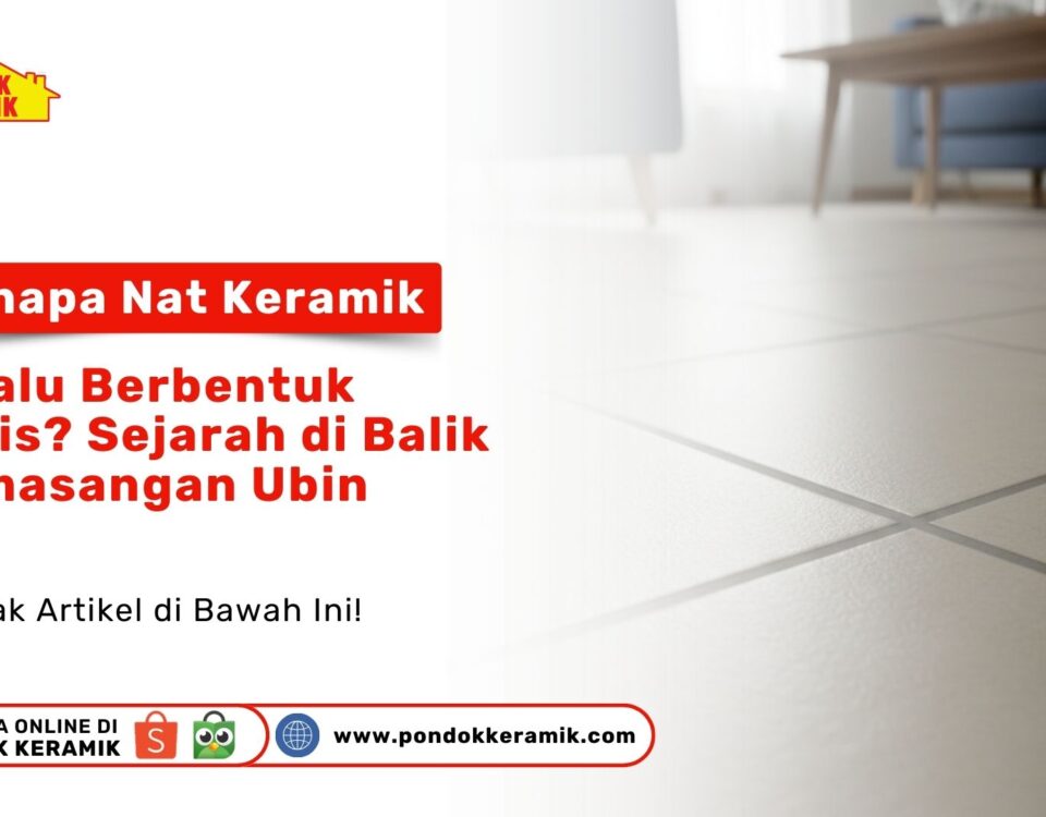 Tampilan jarak dekat lantai keramik putih dengan garis nat abu-abu yang presisi sebagai visual kenapa nat keramik selalu berbentuk garis? sejarah di balik pemasangan ubin