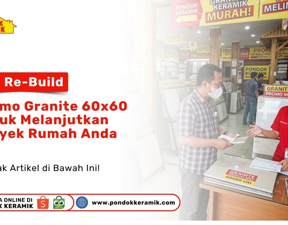 Seorang staf sedang menjelaskan Promo Granite 60x60 untuk Melanjutkan Proyek Rumah Anda kepada pelanggan