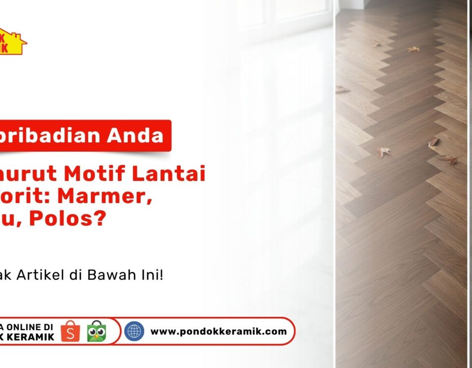 Tiga sampel ubin yang menunjukkan motif berbeda: marmer abu-abu, serat kayu cokelat, dan putih polos sebagai pilihan gaya hidup