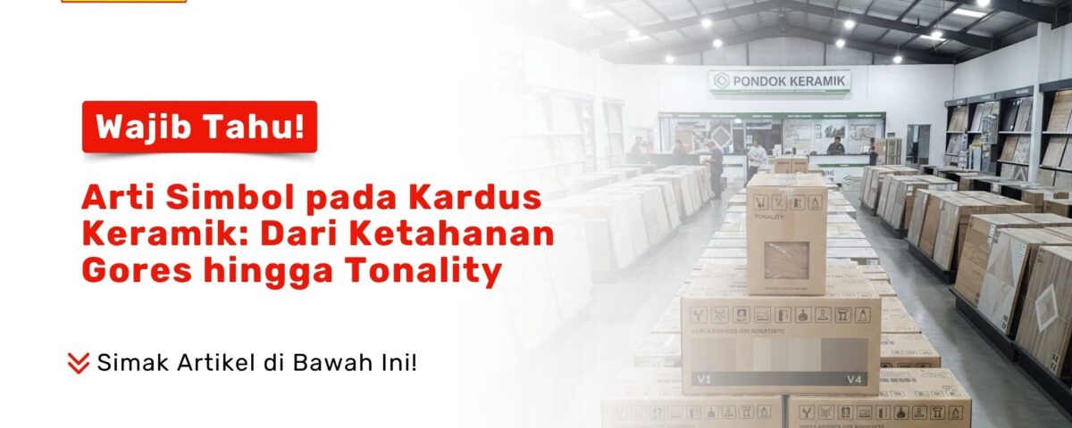 Tumpukan kardus keramik di gudang Pondok Keramik yang menampilkan label kode tonality V1 hingga V4 secara jelas