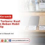 Sampel produk Koleksi Keramik Carport Terbaru: Kuat Menahan Beban Mobil & Anti Slip dipajang di atas meja kayu