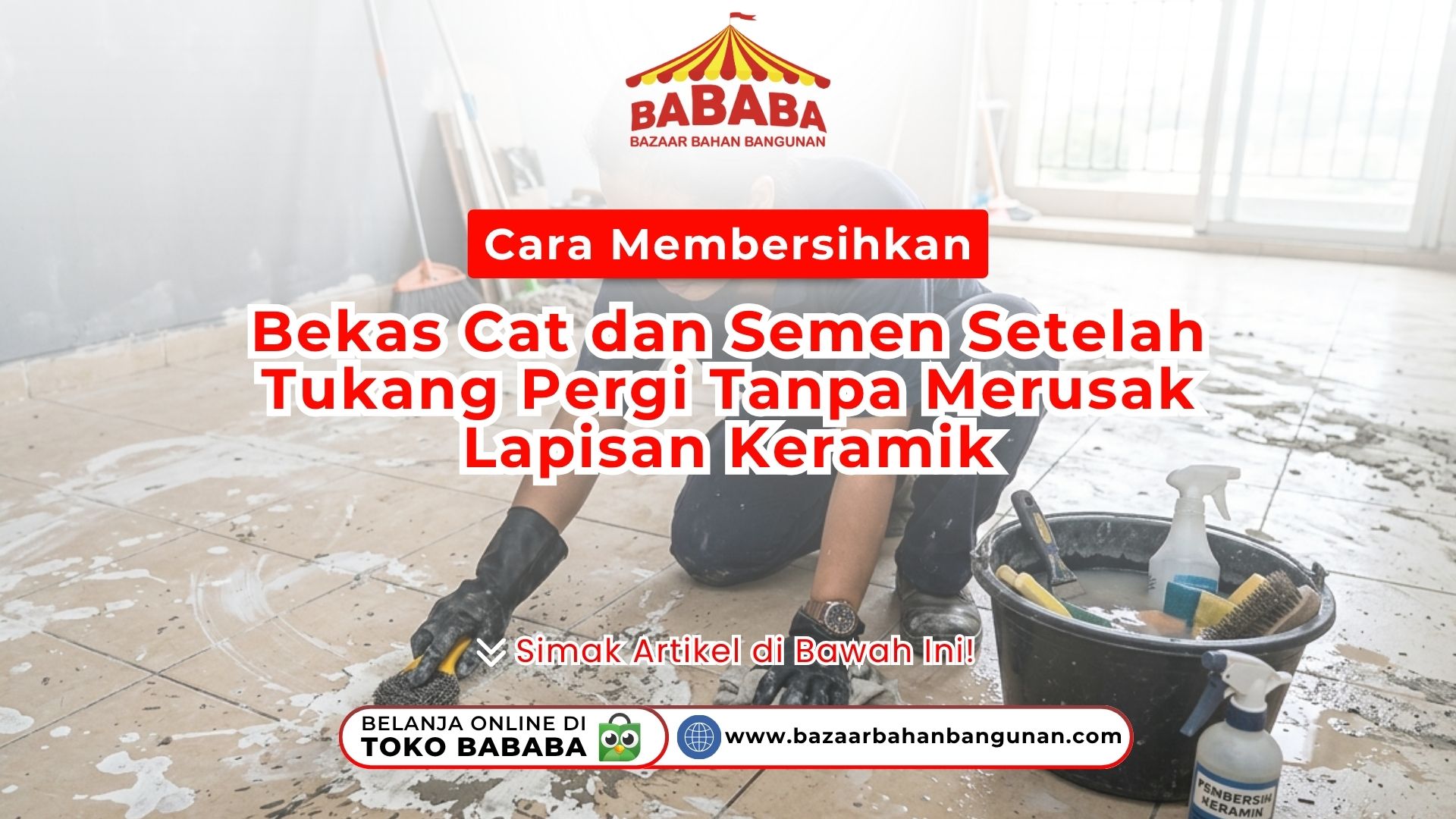 Seorang wanita menggunakan sarung tangan sedang mempraktikkan Cara Menambal Goresan Halus pada Granit Agar Kembali Mulus di meja dapur Toko Pondok Keramik